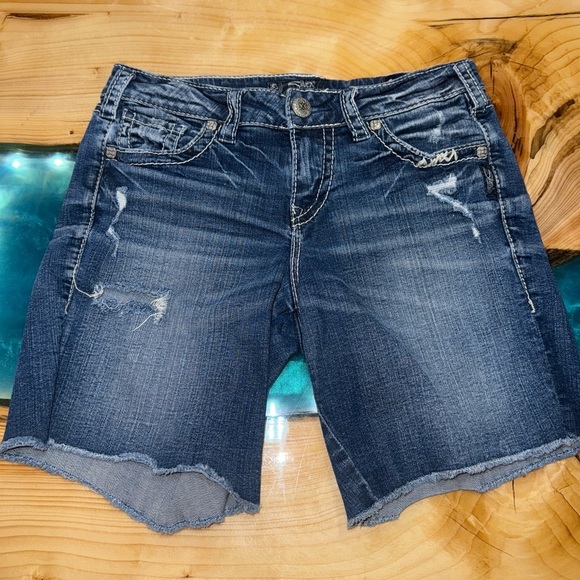 Silver Jeans Blue Jean Shorts with Distressed Details - Picture 1 of 4